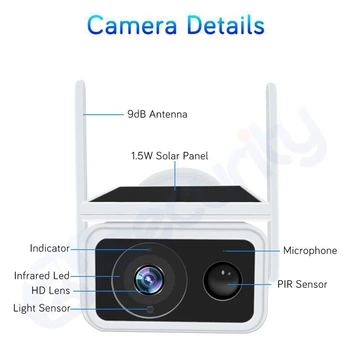 1080P Solárne IP Kamera Wifi Solárny Home Security Kamera PIR Video Interkom Detekcia Pohybu Surveillance Camera
