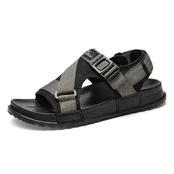 Sandále Mužov topánky 2020 Gladiator pánske Sandále Roman Mužov Topánky Letné žabky Gray Black Ploché Sandále Veľkosť 45 46