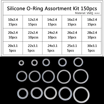Silikónové O-krúžok Trvalé Biely Tesnenie Výmeny Zásuvky O-krúžky CS2.4 3.1 mm vonkajší priemer 10 mm-30 mm 15 Veľkostí PCP DIY 150PCS/SET BG062