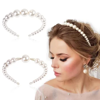 2019 Vyhlásenie Veľké Perly Hairbands Elegantné hlavový most Ženy pokrývku hlavy Roztomilý Perly Rám pre Dievčatá Vlasy Príslušenstvo