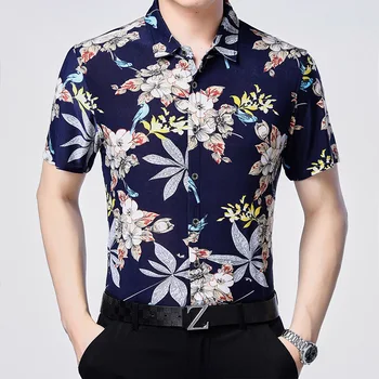 C-0198 Kvet, listy vzor 3d tlač luxusné tričko s krátkym rukávom Letné Novú kvalitu mäkké pohodlné ľadovej hladké mužov shirtM-3XL