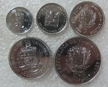 Venezuela 1 Sada 5 Kusov Mincí Staré Pôvodné Mince Zberateľské Vydanie Reálne Vzácne Pamätné Náhodné Rok