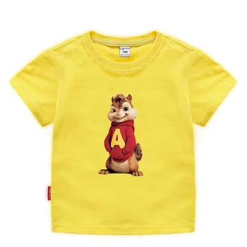 Letné Krátke Rukávy Bavlnené tričká Alvin a Alvin Deti T-shirt Červené Vrcholy Bavlna Chlapci Dievčatá Tee 2-10 Rokov