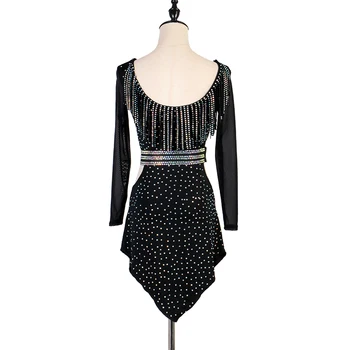 Profesionálne latinské Tanečné Šaty Žena Sála Súťaže Oblečenie Drahokamu Strapec Long-Sleeve Salsa Šaty Dámske DL4559