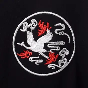 Červená Čierna Japonskom Štýle, O-krk s Kapucňou, Dlhý Rukáv Mikina Topy