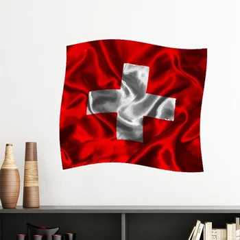 Hodvábna Textúra Švajčiarsko Abstraktné Vlajka Vzor Odnímateľné Steny Nálepky Umenie Obtlačky nástenná maľba DIY Tapety pre Izba Odtlačkový