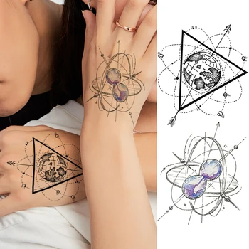 DIY Geometrické Planét Dočasné Tetovanie Nálepky Nepremokavé Galaxy Šípku Tatoos Kotúča, Pre Ženy, Mužov, Body Art Maľovanie Rameno Tatoos
