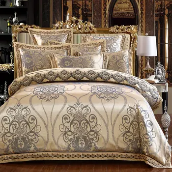 4/6Pcs Luxusné Royal posteľná bielizeň nastaviť Škvrna Žakárové Bavlna Čipky Manželskou posteľou King Queen size Bedsheet nastaviť Perinu Fit list obliečky na Vankúše