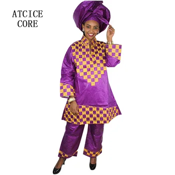 Doprava zadarmo nových afrických bazin výšivky dashiki dizajn šaty hore s nohavice afriky oblečenie pre dámy