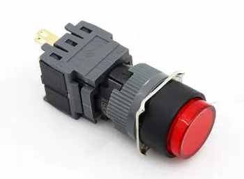 16 MM Prepínač Automatický Reset Kolo indikátor 5A 220VAC DPDT (2a+2b S LED ) F16-272 DIP červená farba, nové a originálne
