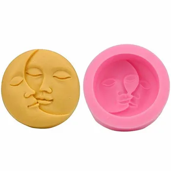 Sun & Moon Tváre Silikónové Mydlo Foriem Remesiel Formy DIY Ručne vyrábané Mydlo Plesne Candy Čokoládová Torta Plesne