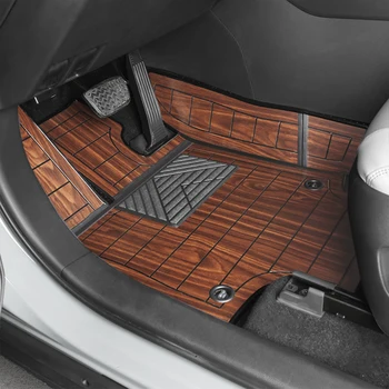 Pre Toyota RAV4 XA50 2019 2020 Auto Príslušenstvo Podlahové Rohože Sada pre Predné 2. Riadok Syntetické Drevo Zásobník Drevené Podložky na Nohy Mat Koberce