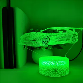 App Riadenie 7 Farieb stolná Lampa Luxusné Auto Dekorácie USB Flash Base Chlapec Deti, Vianoce, Narodeniny, Darčeky 3D LED Nočné Svetlo