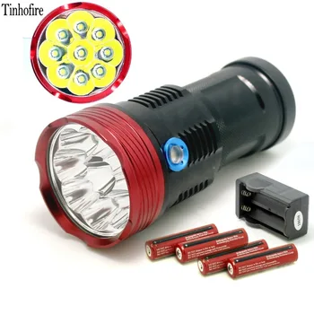 Tinhofire 15000 lúmenov 9T6 LED flashlamp 9 x CREE XML-T6 LED Blesk Phonetorch Pre Kempovanie Lov Lampa s nabíjačky batérií