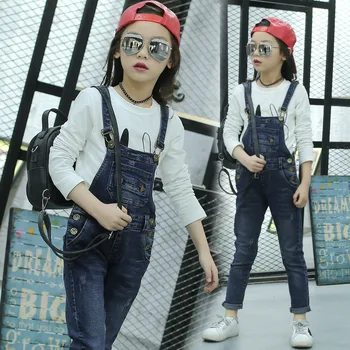 2020 dievčatá na jar a na jeseň vložený nový kórejský verzia z bavlny, náprsníkové nohavice veľké deti džínsy strečové nohavice tide
