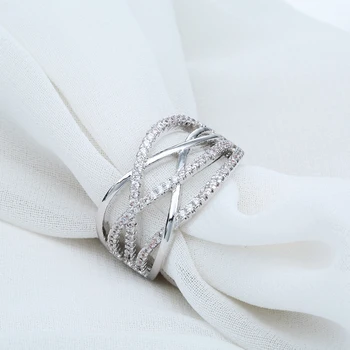 Striebornú farbu prstom Prstene, šperky pre milenca kríž nový rok darček biely cz luxusné roztomilé lady šperky Zásnubný Prsteň Distribúcia