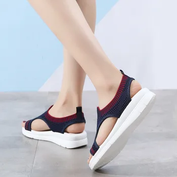 WDZKN Lete Ležérne Topánky Ženy Sandále 2020 Ľahké Dámy Sandále Pošmyknúť Na Otvorené Prst Ženy Ploché Sandále veľká veľkosť 35-45 H8100