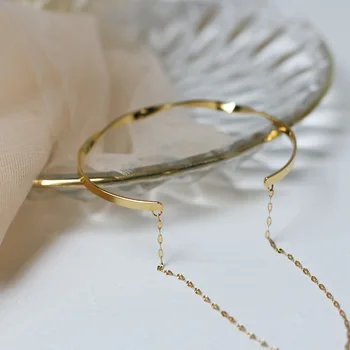 Amaiyllis 18K Zlata Minimalistický Mobius Dvojvrstvové Lesk Reťazca Rotujúce Otvoriť Náramok Náramok Pre Ženy Bijoux Šperky