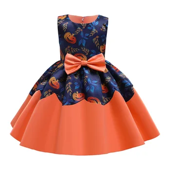 TONGTONGMI Dievčatá Jeseň 2020 Zahraničného Obchodu Nové Detské Šaty Halloween Kostým Tekvica Tlač Princezná Šaty 8042