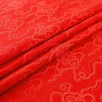 Červená brocade, žakárové vzor tkaniny pre šitie cheongsam a kimono patchwork odev materiál