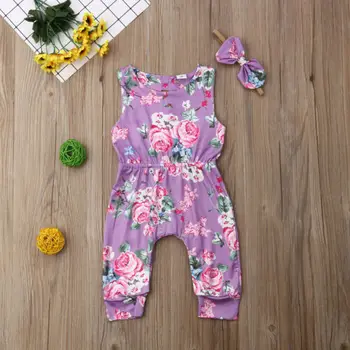 Dieťa Dievča Oblečenie Nové Dieťa, Baby, Dievčatá Kvetinový Romper Leto Bez Rukávov Jumpsuit Oblečenie Playsuit Oblečenie
