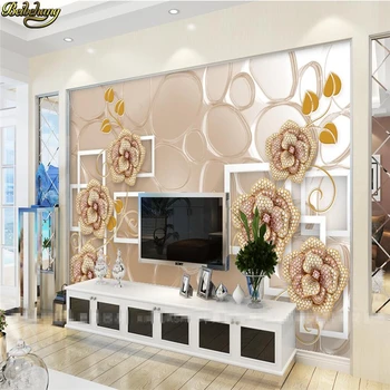Beibehang veľké 3d nástenná maľba tapety pre obývacia izba, tv joj, steny papier, zlatá sklo diamanty kvety tapety na stenu 3d