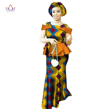 Móda 2020 Tradičné Africké Sukne Sada pre Ženy Dashiki Zadarmo Šatku Afriky Šaty Elegantné Party Šaty BRW WY2531