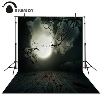 Allenjoy fotografické pozadie Full Moon Poschodí Krvi Horor Halloween pozadie photocall vinyl pozadí bez stojana