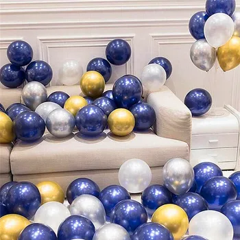 18pcs Atramentom Modrej Série Latexový Balón stanoviť Jasné Hviezdy Zlaté Kovové Balóny Svadobné Dekorácie Baby Sprcha Narodeninovej Party Dodávky