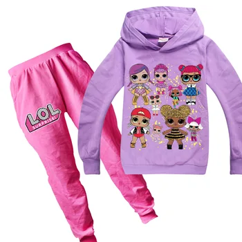 Dievčatá Lol Doll Oblečenie na Jeseň Zima Bavlna Kabát+nohavice Oblečenie Sady Deti Narodeniny Vyhovovali Dlhý Rukáv Hoodies Vďakyvzdania Oblečenie