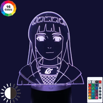 3D Lampa Naruto Hinata Hyuga Obrázok Nočného pre Deti Dievča Spálňa Decor Farby Batéria Usb Led Nočné Svetlo Naruto Darček