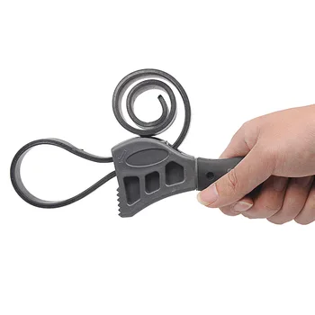 Univerzálny 500mm Gumy Popruh Nastaviteľný Kľúč Kľúč Kľúč Otvárač Praktické ručného Náradia Black 21 cm