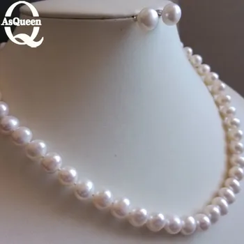 Pearl Šperky Sady Skutočné Prírodné Sladkovodné Perlový Náhrdelník Náušnice, Náhrdelník 925 Sterling Silver Šperky Pre Ženy Darček