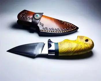 Mini rovný nôž ostrý Damasku ocele malé tlačidlo nástroje multi-purpose fréza manuálna demontáž express nôž vreckový Keychain
