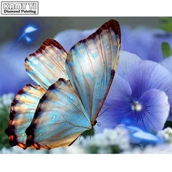 Plné Námestia/Kolo Vŕtať 5D DIY Diamond Blue butterfly 3D Výšivky Cross Stitch Mozaiky Drahokamu Dekor HYY