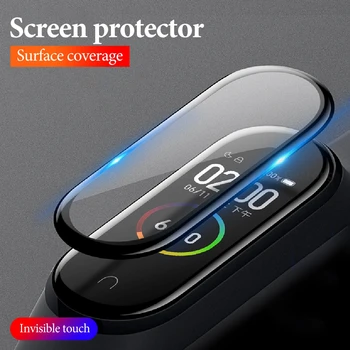 1-2 KS 3D Full Zakrivené Mäkké Tvrdeného Skla Pre Xiao Mi Band 4 5 nevýbušnom Screen Protector Pre miBand 4 5 Ochranné