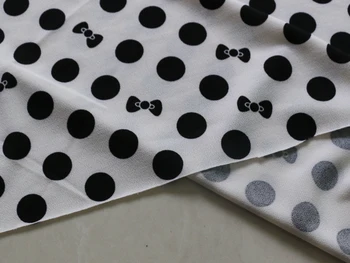 1y*1,5 m Polyester Spandex Pletený Materiál Mäkké Čierne Biele Polka Dot Textílie Kórea