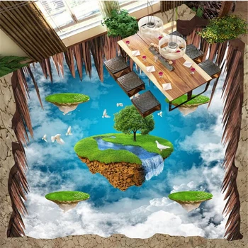 BEIBEHANG 3d podlahy externé Antény Pozastavenie Ostrov Holub 3D Vonkajšie Podlahy, Maľovanie Obývacia Izba Izba Kúpeľňa Podlahy Tapety