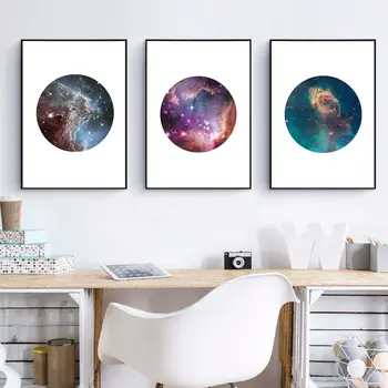 Moderná Astronómia Galaxy Plátno Art Tlač a Poster Domov Steny Výzdoba , Sada Troch Galaxy Priestor Plátno Plagát na Stenu Umenie Obrázok