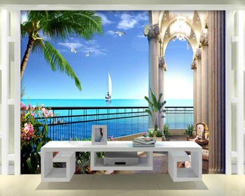 Abstraktných de parede Krásnym Výhľadom na Oceán 3d tapeta,obývacia izba gauč TV steny, spálne, reštaurácia, bar nástenná maľba tapety pre kaviareň