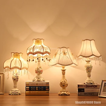 Európska Živice Textílie stolná Lampa Modernom štýle Art Deco LED Spálňa, Nočné Lampy, Obývacia Izba Dekorácie Štúdia Domáce Osvetlenie stolná Lampa