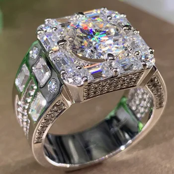 Pánske Módne Luxusné Strieborné Farba Biela Crystal Zásnubný Prsteň snubný Prsteň Výročie Darček Narodeninovej Party Šperky