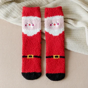 Coral Fleece Ponožky Pol Fleece dámske Ponožky Vianočné Ponožky kórejský Hrubé Teplé Pár Ponožky Roztomilý Kreslený Snehu Ponožky dámske Sox