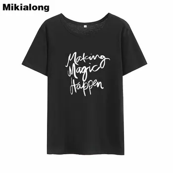 MIkialong Čo Sa Stalo Zábavné Tričká Ženy Vrchol Leta 2018 Základné Printed Tee Tričko Femme Black Biele Bavlnené Tričko Ženy