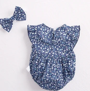 Roztomilé sladké Kvetinové Romper Baby Dievčatá Oblečenie Jumpsuit Romper+Čelenka 0-24M Veku Ifant Batoľa Novorodenca Oblečenie