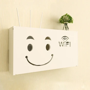 Bezdrôtový Wifi Router Úložný Box Drevo-Plast Polička Na Stenu Závesy Držiak, Kábel Úložný 2 Veľkosť Domova