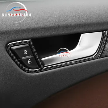 Pre Audi A5 A4 B8 09-16 4PCS Uhlíkových Vlákien Interiérové Dvere, Rukoväť, Rám, Kryt Výbava