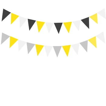 12 vlajky Sivá Žltá Biela Čierna Handričkou Zástavky Bunting Banner Svadobné/Halloween Deti narodeninovej party Garland Dekorácie Dodávky