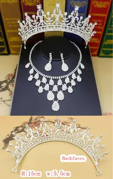 Hot Predaj Ušľachtilých Crystal Svadobné Šperky Sady Hotsale Striebro Módne Svadobné Šperky Tiara Náhrdelníky Náušnice pre Družičky Nevesty