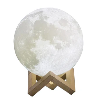 3D Tlač LED Luna Nočné Svetlo Mesiaca Lampa Dotykové Ovládanie Nabíjania pomocou kábla USB Darček Deti